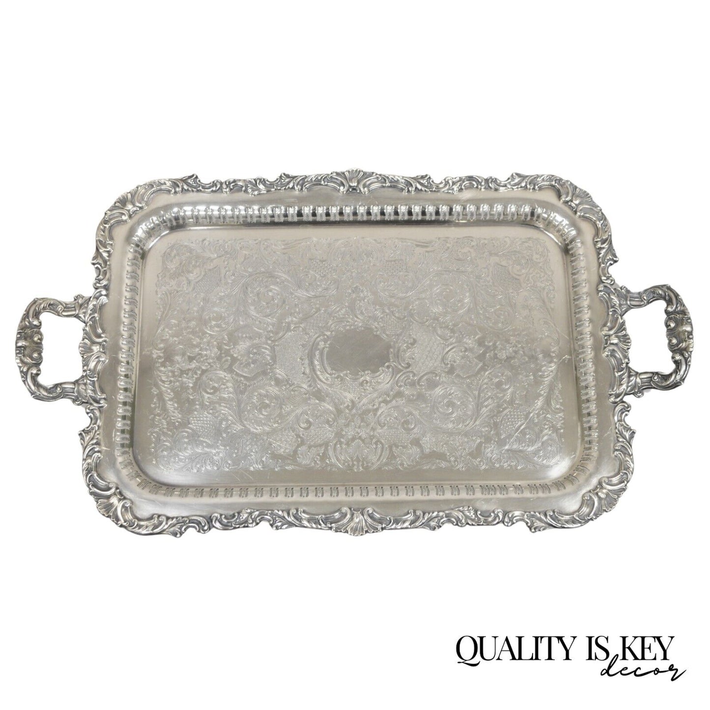 Vintage Community Ascot 0316-5 Pierced Gallery Silver Plate Serving Platter Tray