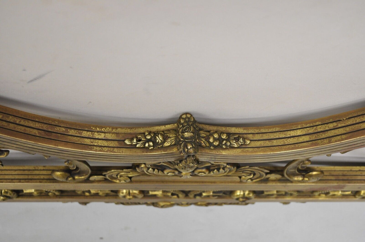 Antique French Victorian Solid Brass Patinated Leafy Scrollwork Twin Bed Frame