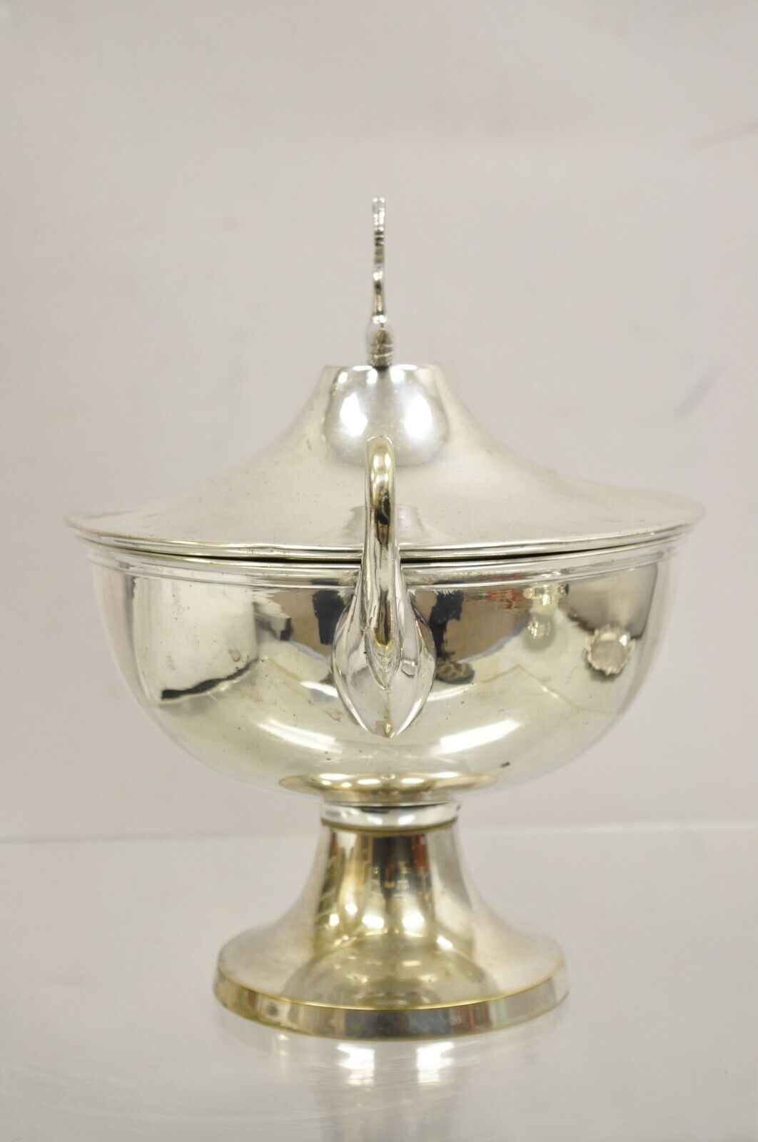 Vintage Loving Swans Victorian Style Silver Plated Covered Lidded Soup Tureen