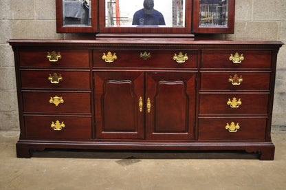 Thomasville Mahogany Collection Chippendale Style Long Dresser and Triple Mirror