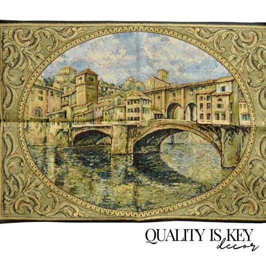 26" x 42" French Wall Hanging Tapestry Jacquard Ponte Vecchio Bridge Landscape