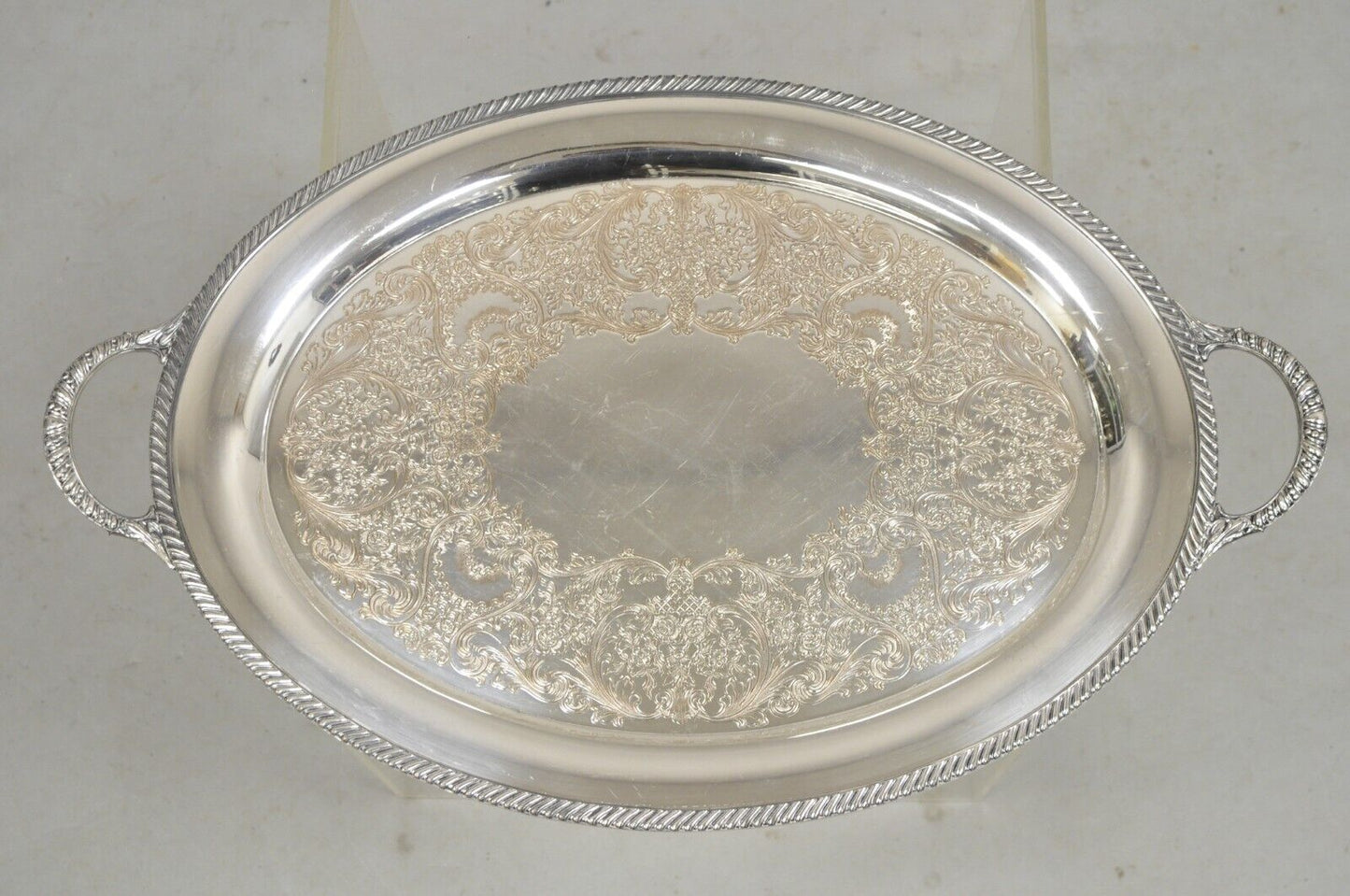 WM Rogers 4082 Silver Plated Victorian Oval Serving Platter Tray