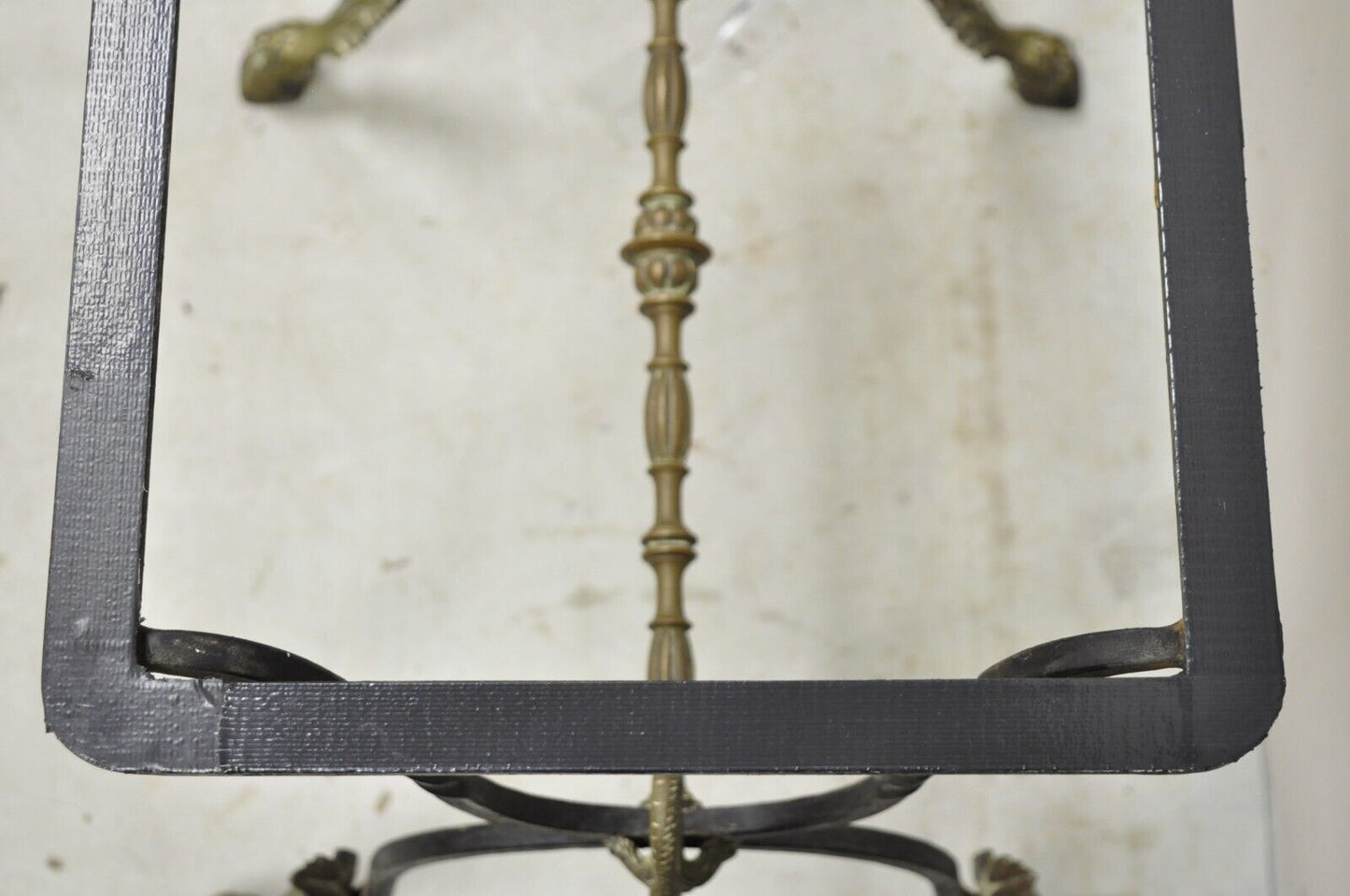 Antique Italian Regency Neoclassical Wrought Iron & Bronze Swan Small Side Table