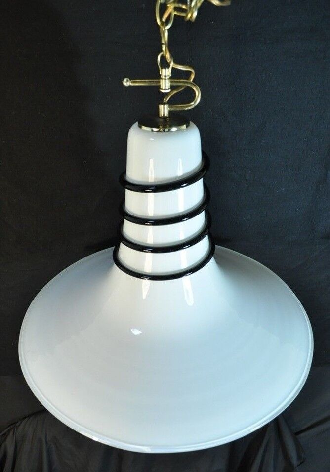 Vtg Mid Century Modern Murano Blown Glass Bell Pendant Chandelier Light Fixture