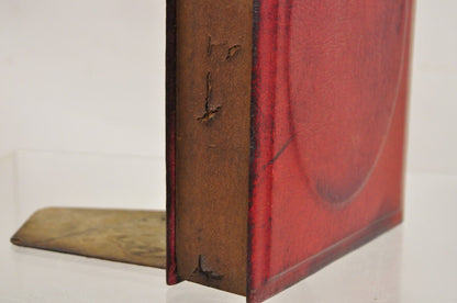 Vintage Italian Regency Red Leather Bound "Science" Faux Book Bookend