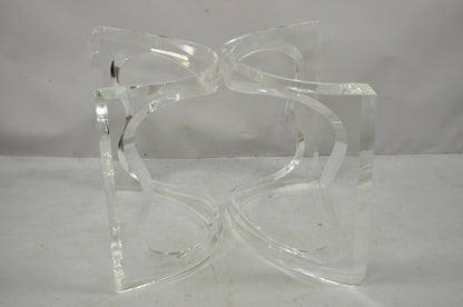 Mid Century Sculptural Lucite Double Pedestal Dining Desk Table Bases - a Pair