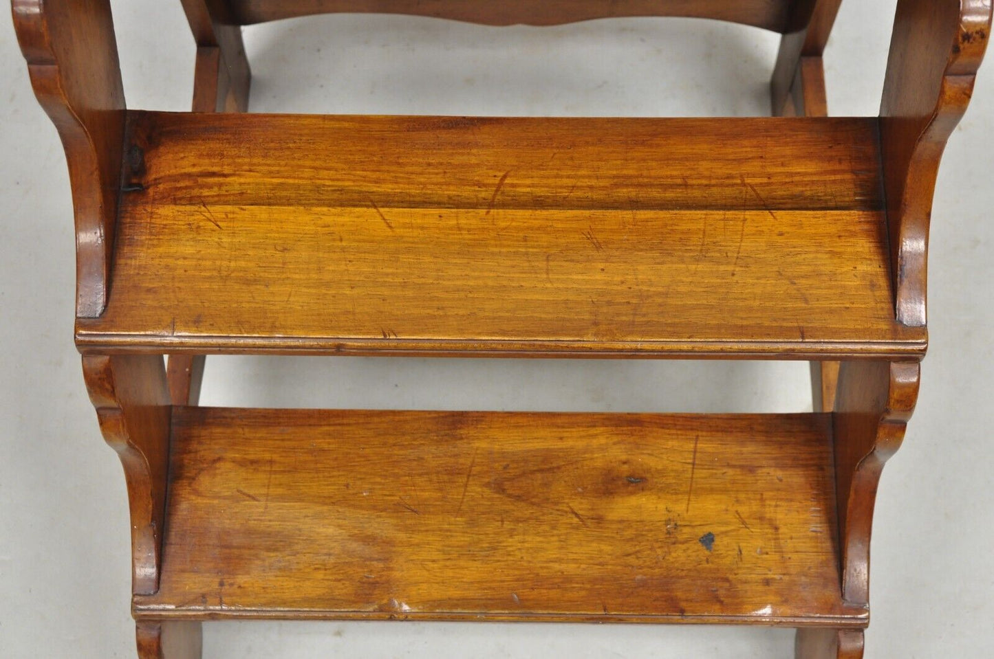 Vintage Italian Provincial Carved Olivewood Library Step Ladder Side Table
