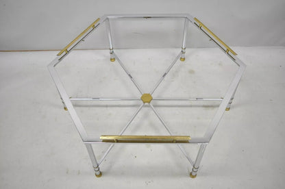 Italian Directoire Maison Jansen Style Steel and Brass Hexagonal Coffee Table