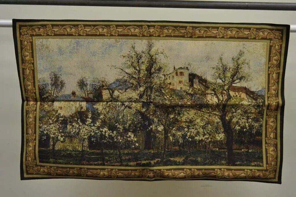 44" x 29" French Wall Hanging Tapestry Jacquard Impressionist Landscape Pissarro