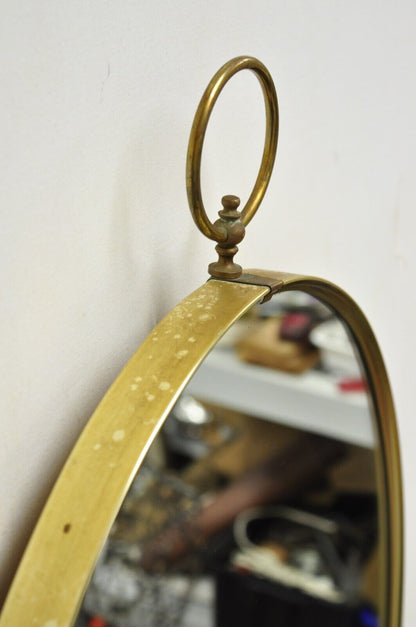 Vintage Turner Hollywood Regency Oval Brass Ring Modernist Wall Mirror