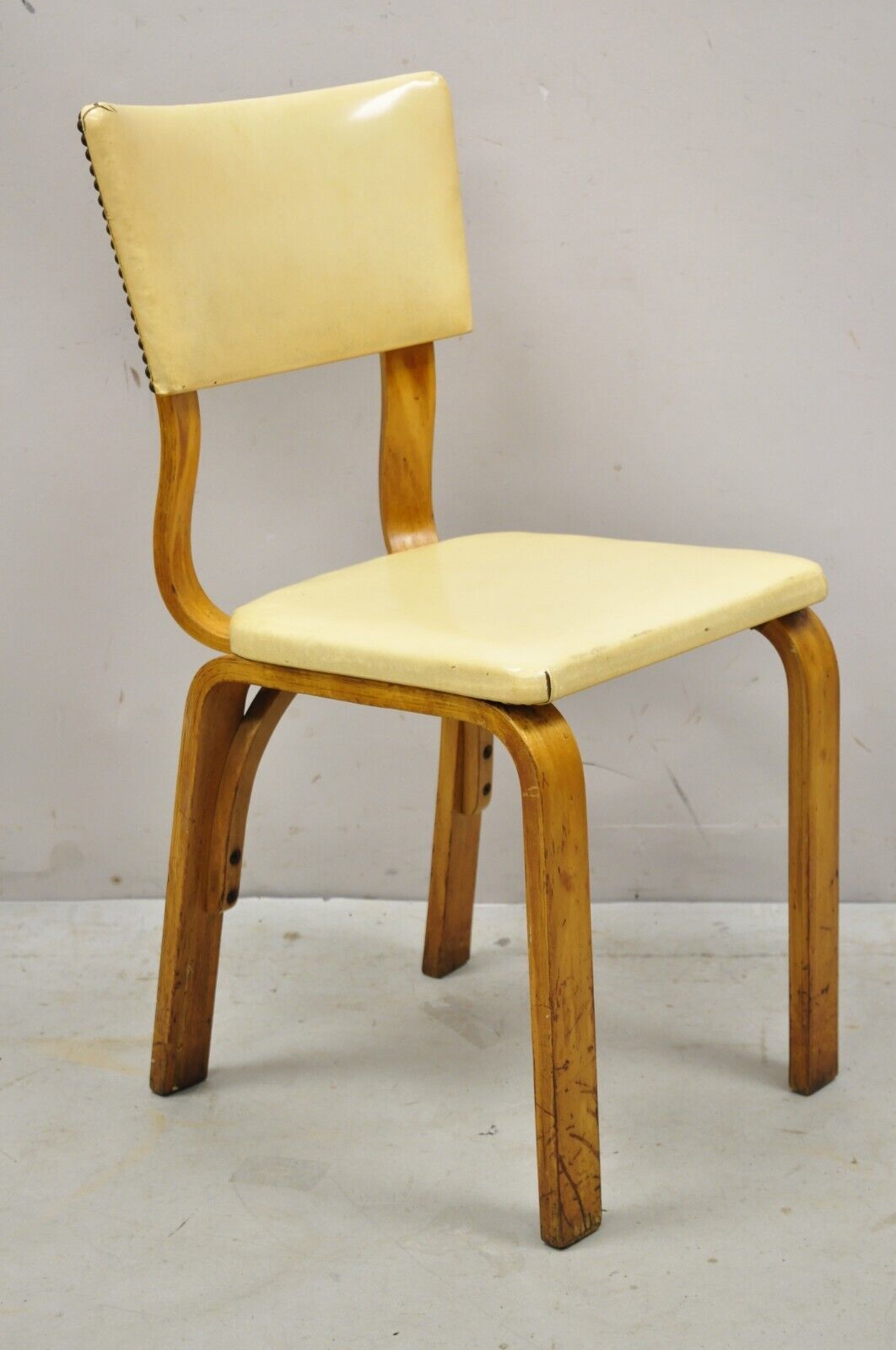 Vintage Thonet Bentwood Dining Chairs with Beige Vinyl Seats - Set of 4