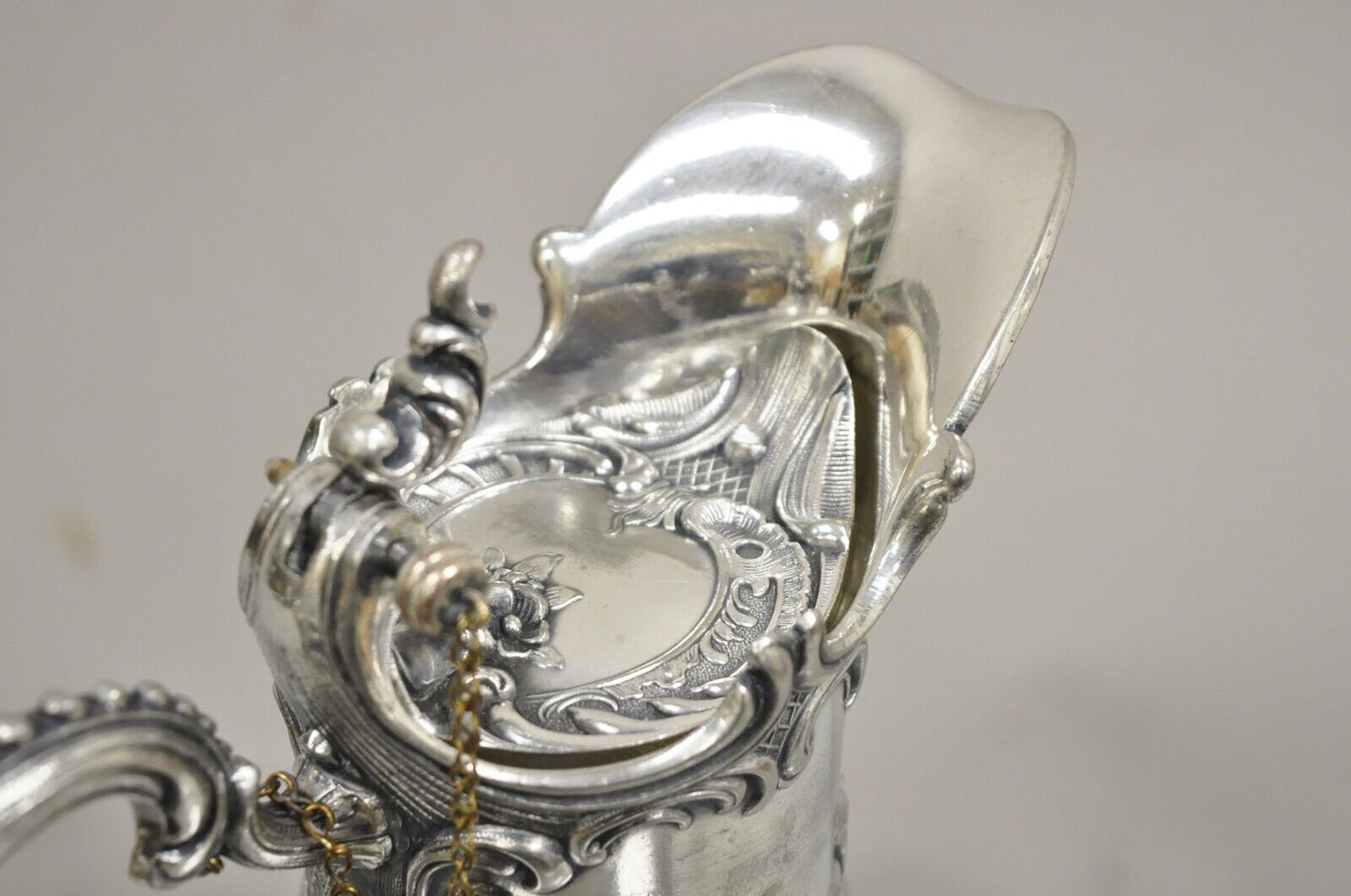 Antique French Rococo Silver Plated Ribbed Glass Liqueur Decanter Bottle