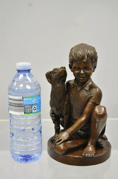 Vintage Bronze Charles Parks The Franklin Mint Statue Sculpture Boy with Dog