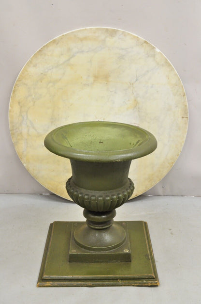 Italian Classical Cast Iron Urn Planter Pedestal Base Round Marble Dining Table