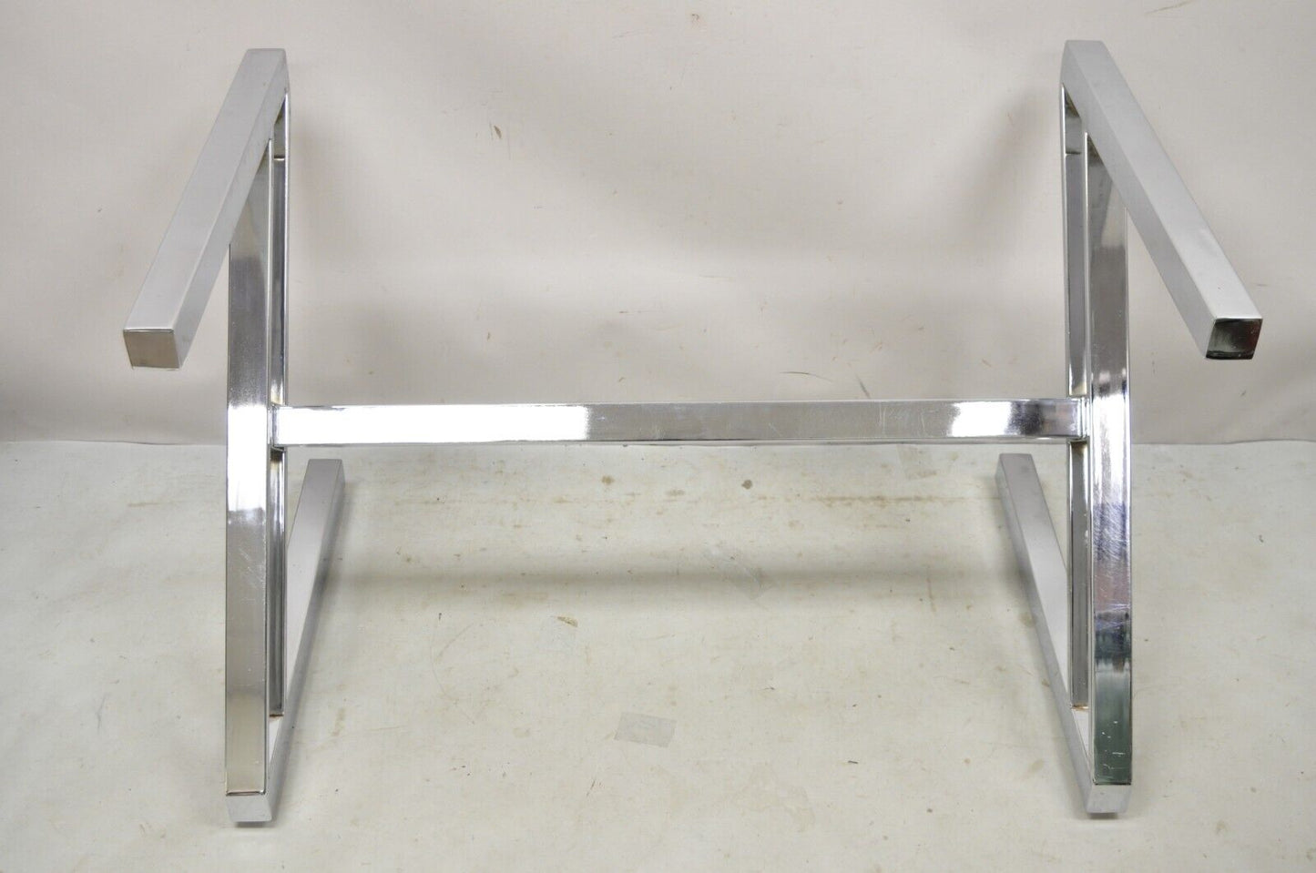 Mid Century Modern Chrome Frame Z Shaped Metal Desk Dining Table Base