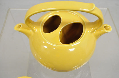 Vintage Invento Products Hall China Yellow Art Deco Twin Spout Divided Tea Pot