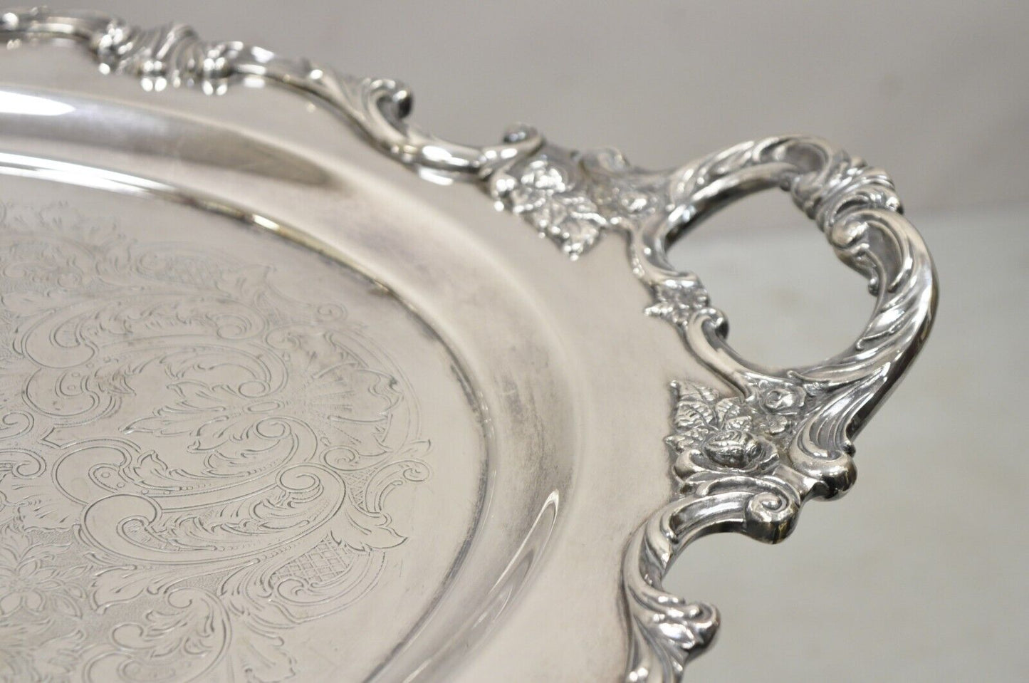 Vintage Wallace Royal Rose 9826 Silver Plated Ornate Oval Serving Platter Tray