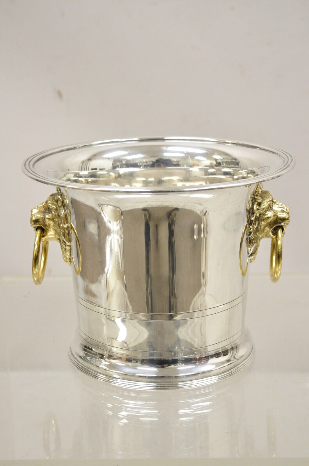 The Franklin Mint 1986 Silver Plated Fluted Champagne Chiller Lion Ice Bucket