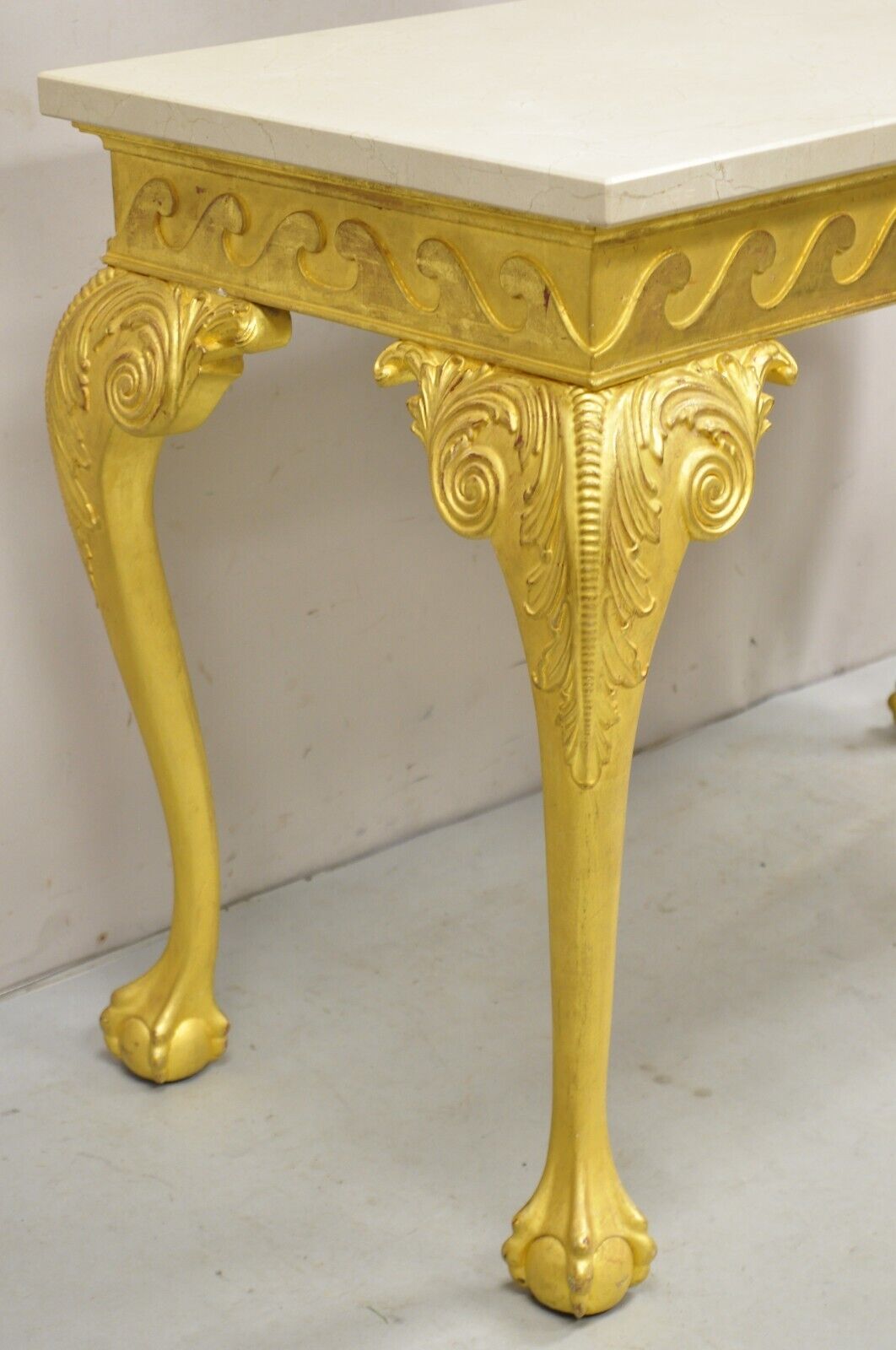 English George II Style Gold Giltwood Ball and Claw Foot Console Hall Table