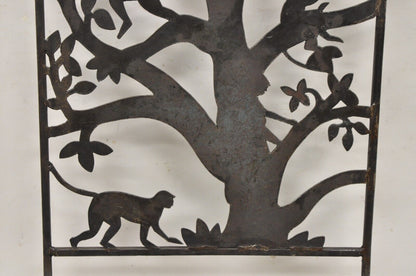 Vintage Wrought Iron Figural Monkeys In Tree Folding Garden Accent Chair