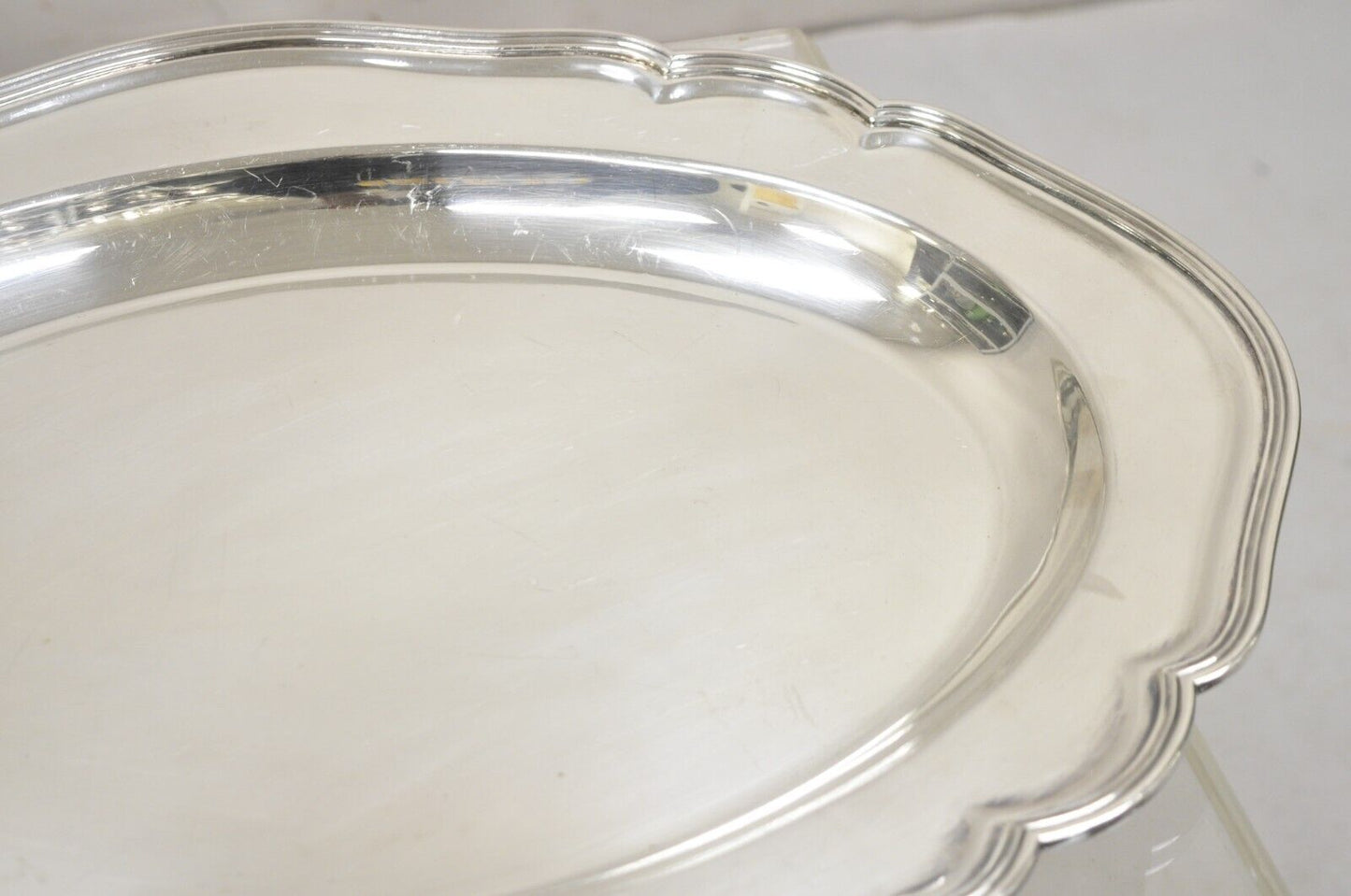 Vintage Wyler NY English Edwardian Silver Plated Oval Deep Serving Platter Tray