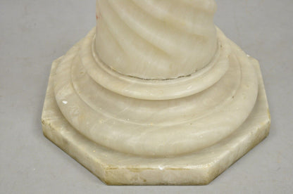 Antique Italian Classical Alabaster Marble Spiral Column 30" Statue Pedestal