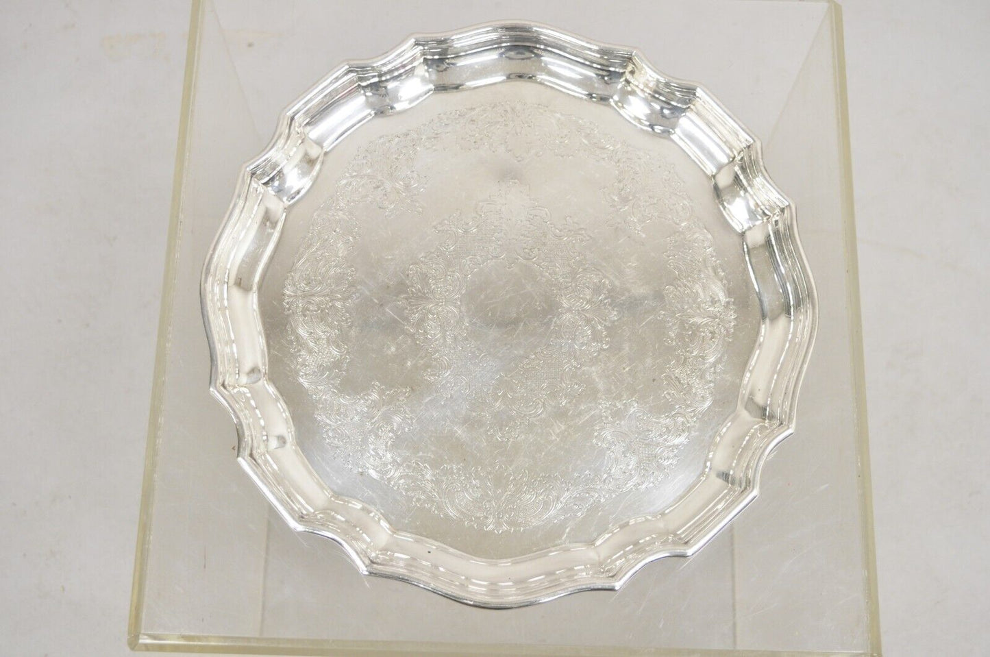 Vintage Sheffield Silver Co. USA Victorian Silver Plated Scalloped Platter Tray