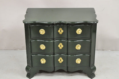 Vintage French Provincial Style Green Lacquer 3 Drawer Nightstand by Roundtree