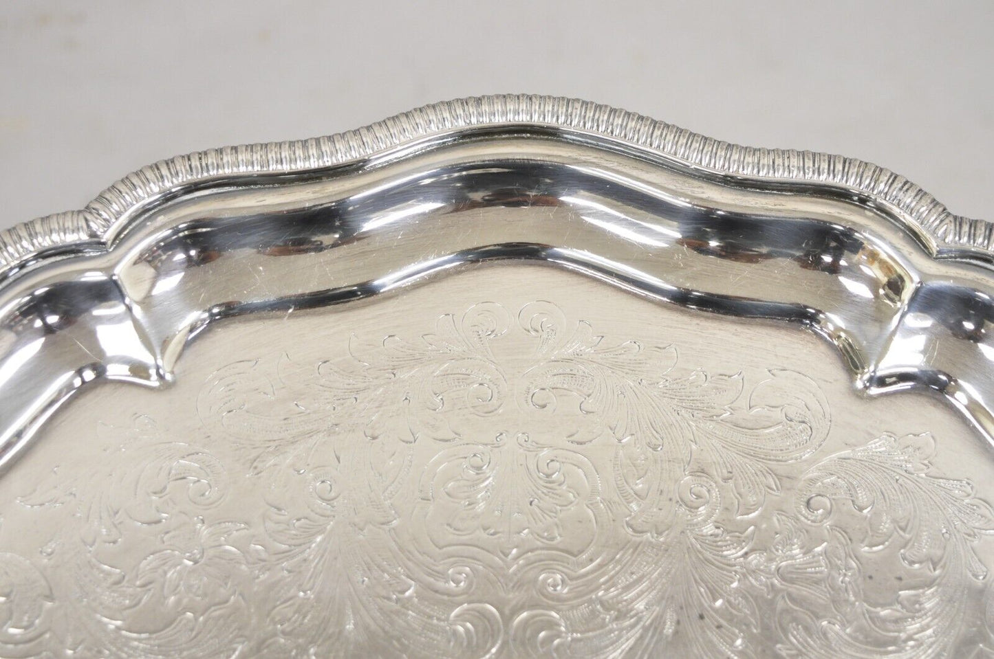 Vintage Victorian Style Silver Plated Celluloid Twin Handle Raised Serving Tray