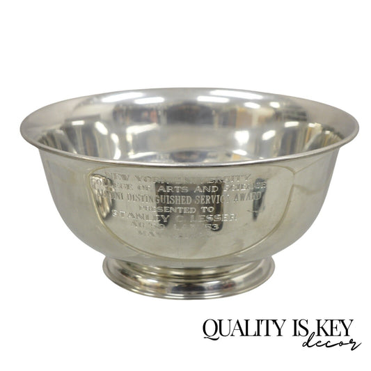 Vintage Queen Art Pewter Silver Plated Award Bowl NY University Arts & Science