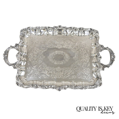 Vintage Sheffield Victorian Style Silver Plated Rectangular Serving Platter Tray