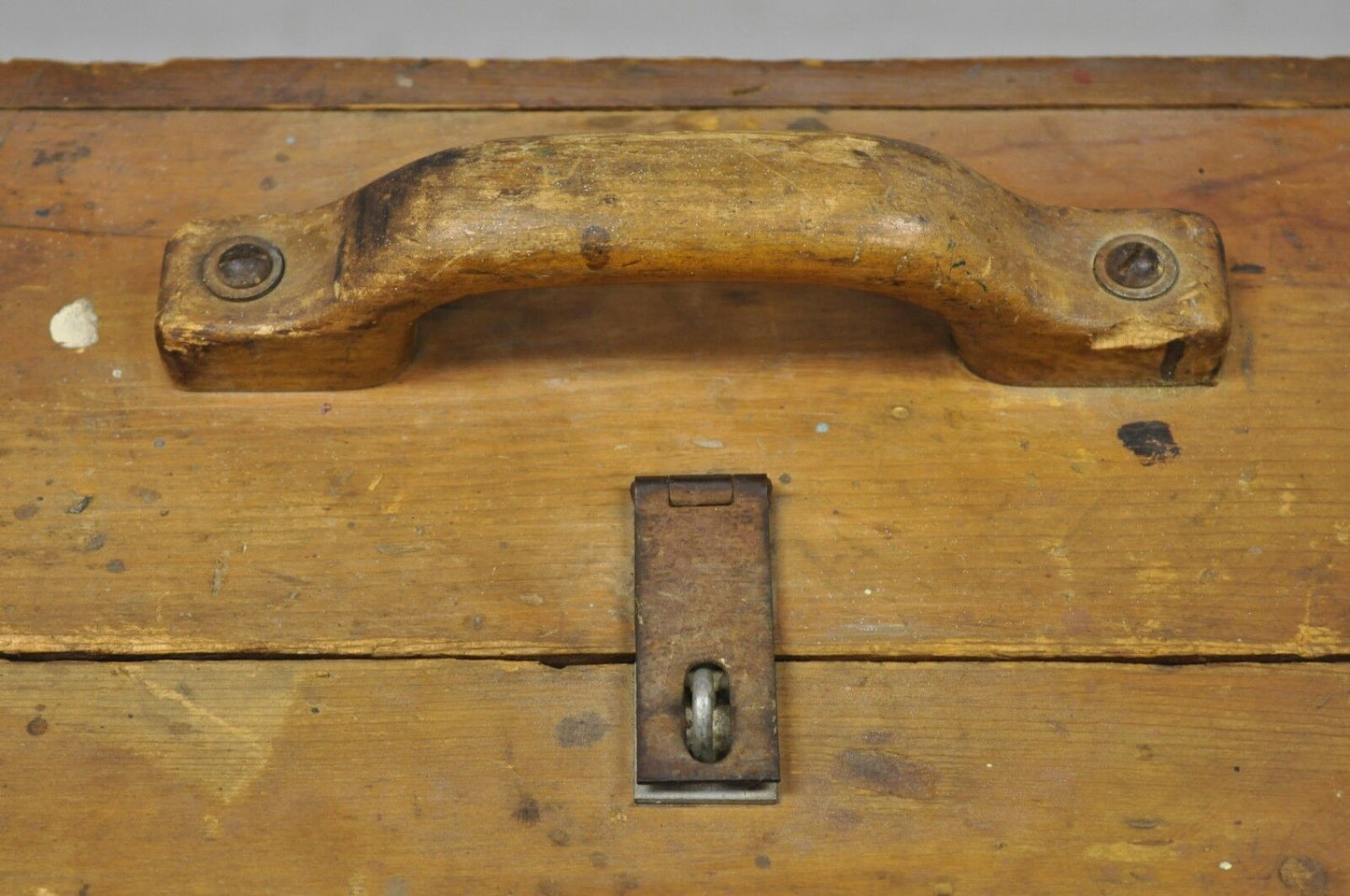 Antique Wooden Tool Chest Storage Box Carved Initials Signed "T.J.B. "78"