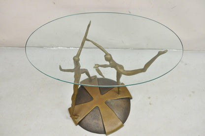 Vintage Jim Jeffries Bronze Dancers Ballerina Sculpture Console Side Table