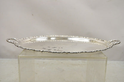 Vintage Handarbelt Alpacca Silver Plate Oval Tray Serving Platter