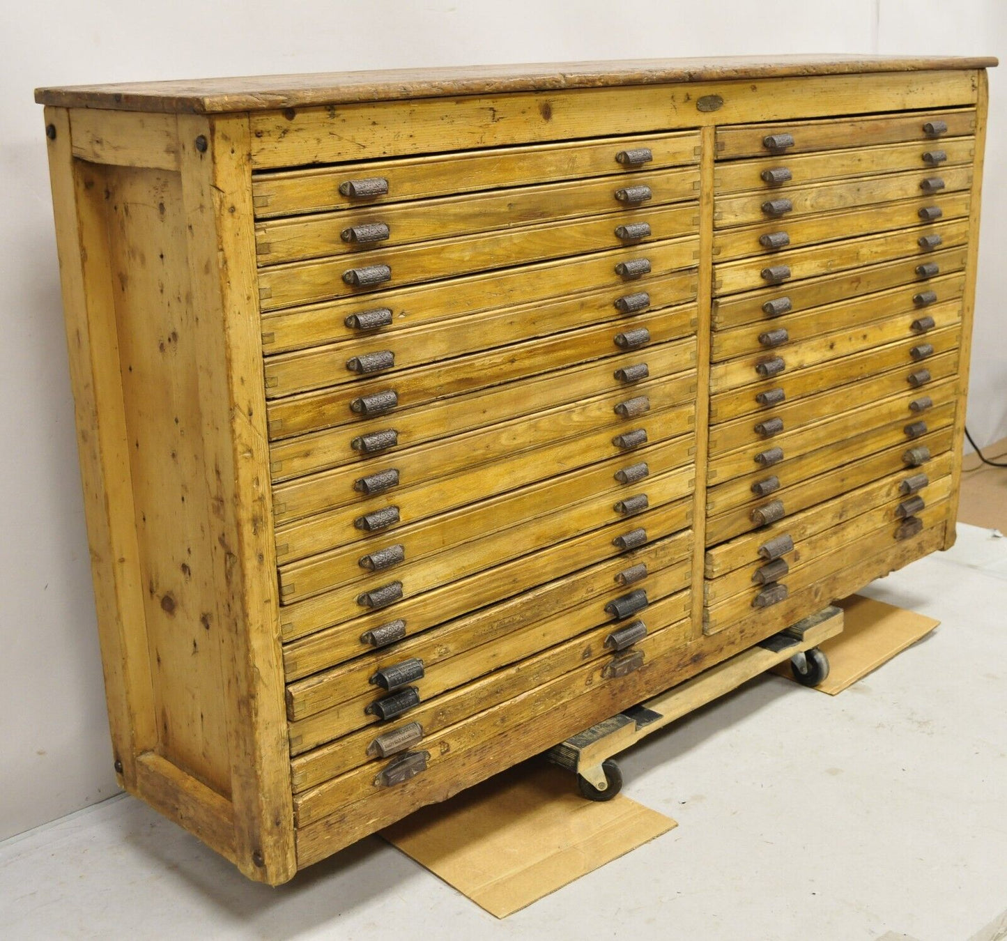 Fred K. Ullmer London Double 32 Drawer Map Makers Flat File Printers Cabinet