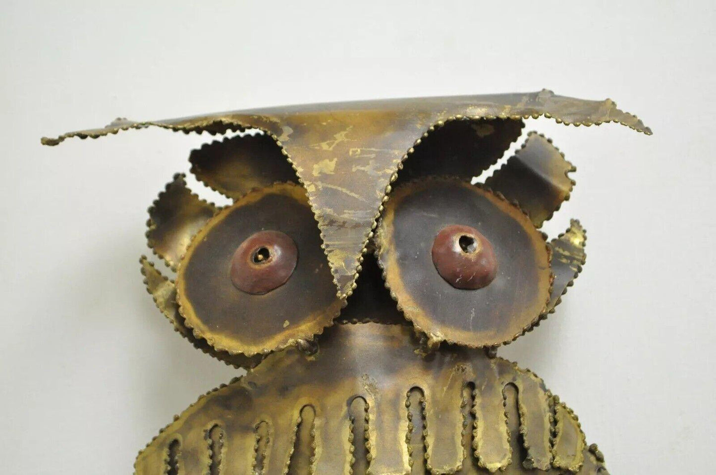 Vintage Mid Century Modern Curtis Jere Style Brutalist Owl Wall Art Sculpture