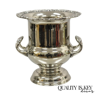 Victorian Style Silver Plated Potbelly Trophy Cup Champagne Chiller Ice Bucket