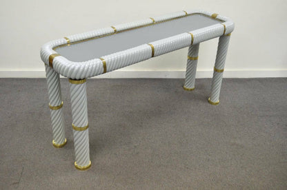 Tommaso Barbi Ceramic & Brass Spiral Gray 60" Hollywood Regency Console Table