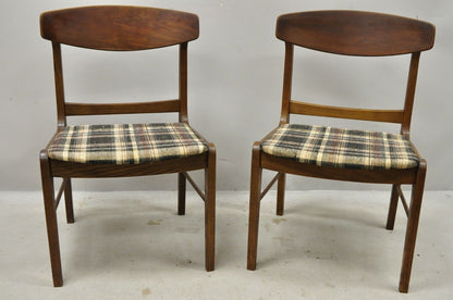 Vintage Mid Century Walnut Oak Sculptural Curved Back Dining Chairs - a Pair