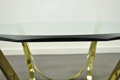 Tri-Mark Mid Century Modern Brass Plated Steel & Glass Arch Coffee Table