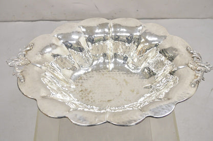 Vintage English Baroque Style Large Footed Silver Plated Fruit Bowl