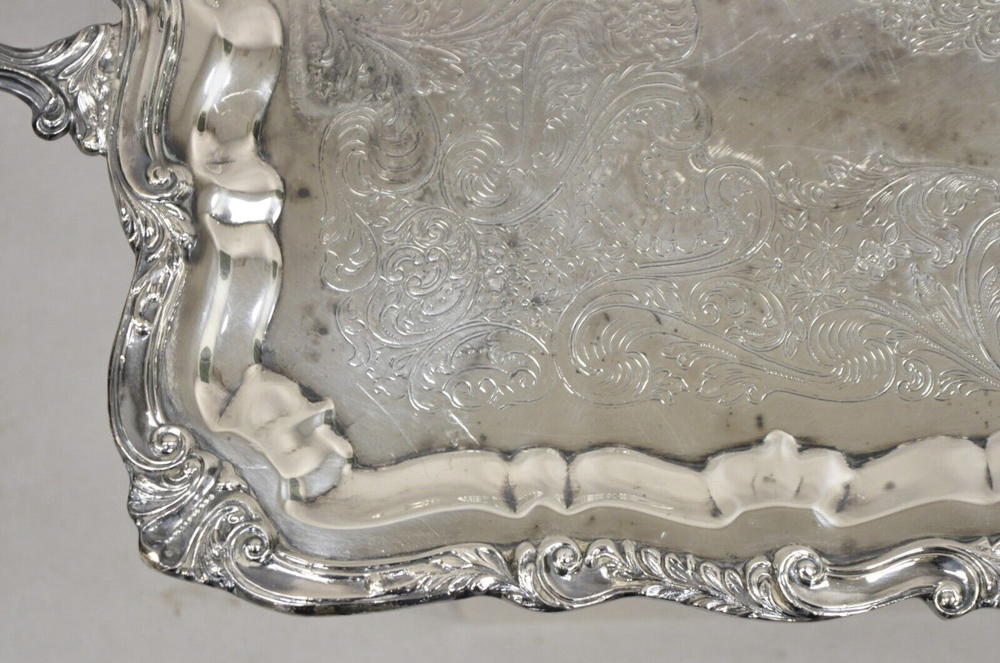 Vintage Sheridan Victorian Ornate Large Silver Plated Serving Platter Tray