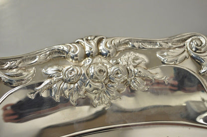 Vintage Floral Embossed Victorian Silver Plate 12" Oval Dish by PS & Co