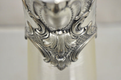 Antique French Rococo Silver Plated Ribbed Glass Liqueur Decanter Bottle