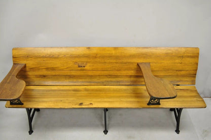 Antique Victorian Cast Iron and Oak Wood 72" Long School Work Bench Desk