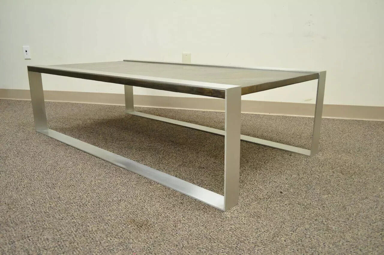 Vintage Mid Century Modern Copper and Brushed Steel Coffee Table