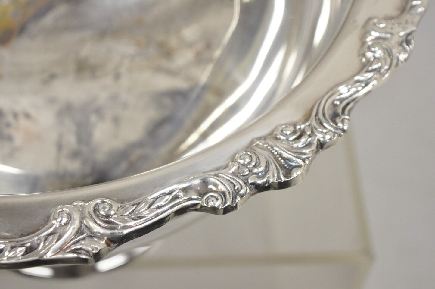 Vintage Sheridan Victorian Style Silver Plated Footed Punch Bowl Engraved