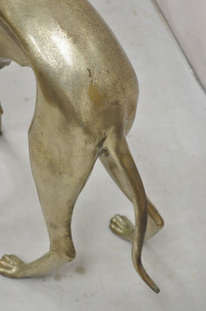 Vintage Hollywood Regency Life Size Brass Greyhound Whippet Dog Statue Sculpture