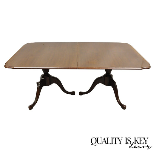 Thomasville Duncan Phyfe Mahogany Double Pedestal Base Dining Table w/2 leaves