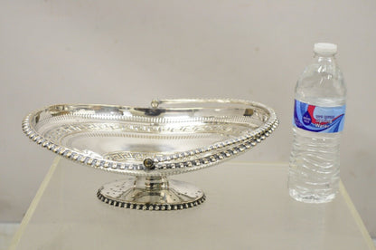 Antique English Regency Silver Plated Greek Key Cake Basket Serving Platter